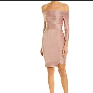 NWT French Connection Midi Dusty Rose Body Con Bandage Dress Size 6